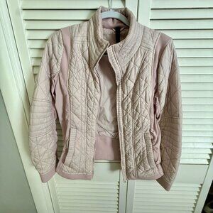Danskin Quilted Down and Fleece Zip-Up Jacket | Blush Pink | Size L
